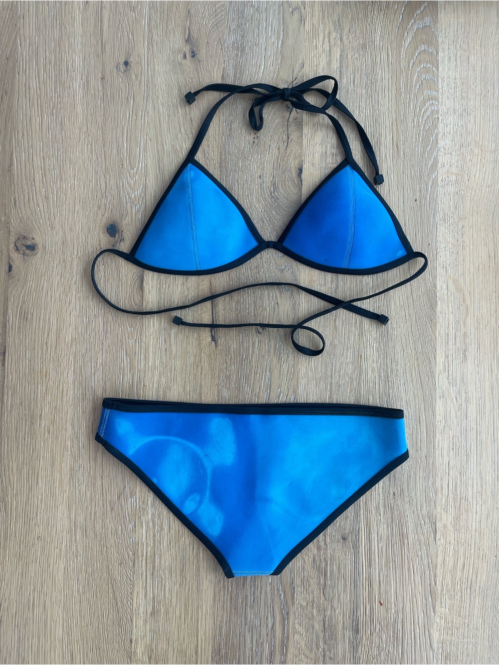 triangl swimwear Black Triangle Top with Bright Blue Accent